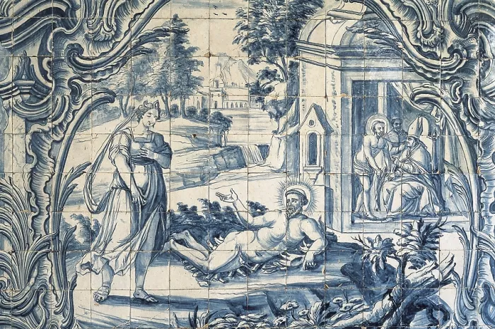 Framed Print : BRAZIL. Olinda. Convent of Sao Francisco. Church of Nossa Senhora das Neves. Detail of panel of tiles with scenes from the life of St. Francis, 18th c. Colonial baroque. Ceramics