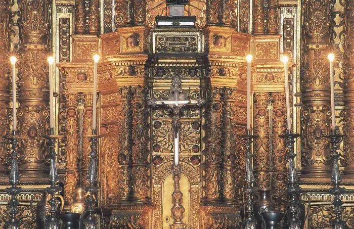 Framed Print : BRAZIL. Salvador. Terreiro de Jesus Cathedral. Main altar (16th c.). Colonial baroque. AISA / Everett Collection**US SALES ONLY**