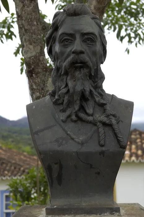 Framed Print : BRAZIL. Tiradentes. Statue of the leader Joaquim Jos Silva Xavier 'Tiradentes'. Sculpture on bronze