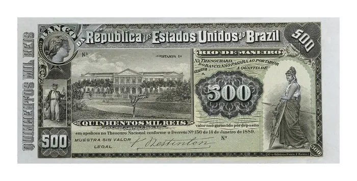 Framed Print : Brazilian bill (1889). Coin. AISA / Everett Collection**US SALES ONLY**