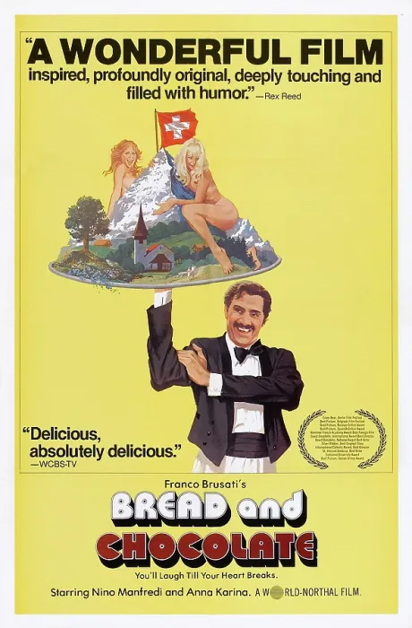 Framed Print : BREAD AND CHOCOLATE, (aka PANE E CIOCCOLATA), US poster art, Nino Manfredi, 1974