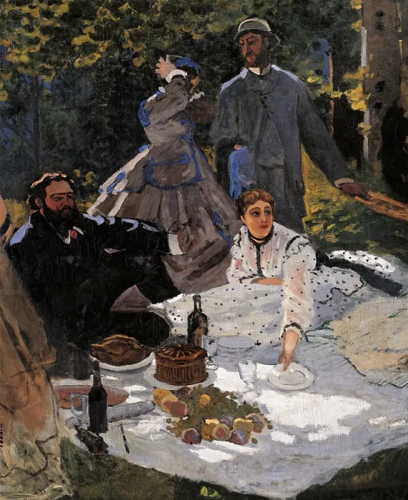 Framed Print : Breakfast on the Grass (le djeuner sur l'herbe), by Claude Monet, 19th Century, oil on canvas - France, Paris, Muse d'Orsay. Detail Framed Print : Breakfast on the Grass (le djeuner sur l'herbe), by Claude Monet, 19th Century, oil on canvas - France, Paris, Muse d'Orsay. Detail