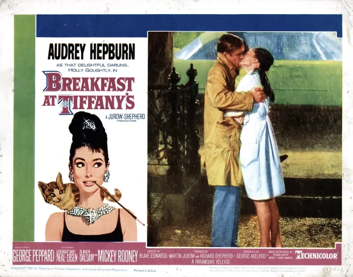Framed Print : BREAKFAST AT TIFFANY'S, from left, George Peppard, Audrey Hepburn, 1961