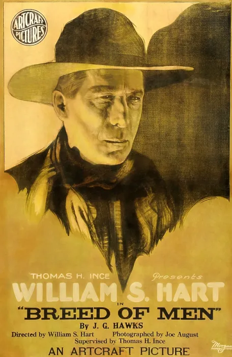 Framed Print : BREED OF MEN, William S. Hart on poster art, 1919