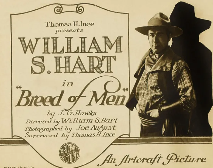 Framed Print : BREED OF MEN, William S. Hart on title lobbycard, 1919