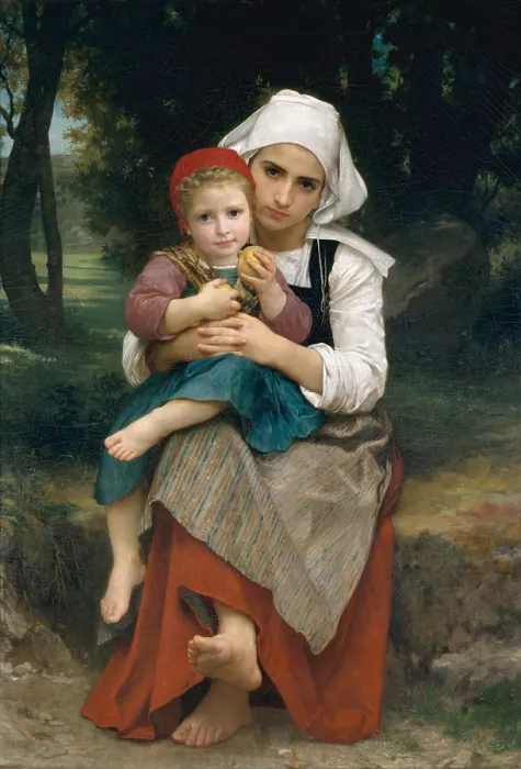 Framed Print : BRETON BROTHER AND SISTER, by William Bouguereau, 1871, French painting, oil on canvas Framed Print : BRETON BROTHER AND SISTER, by William Bouguereau, 1871, French painting, oil on canvas