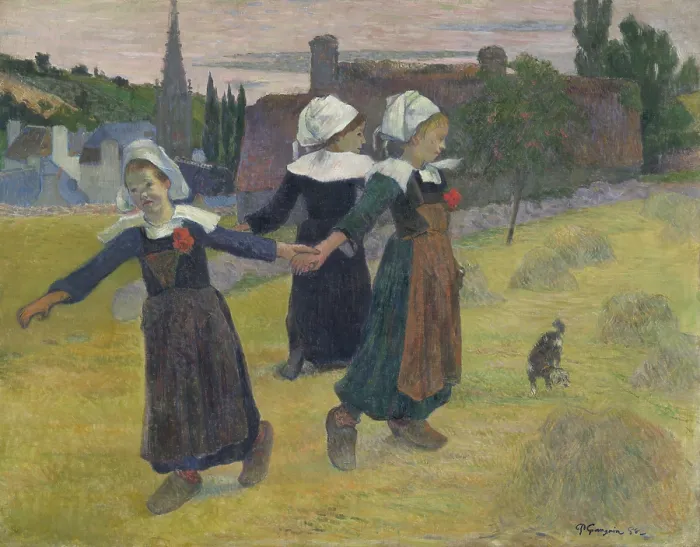 Framed Print : Breton Girls Dancing, Pont-Aven, by Paul Gauguin, 1888, French Post-Impressionist painting, oil on canvas Framed Print : Breton Girls Dancing, Pont-Aven, by Paul Gauguin, 1888, French Post-Impressionist painting, oil on canvas