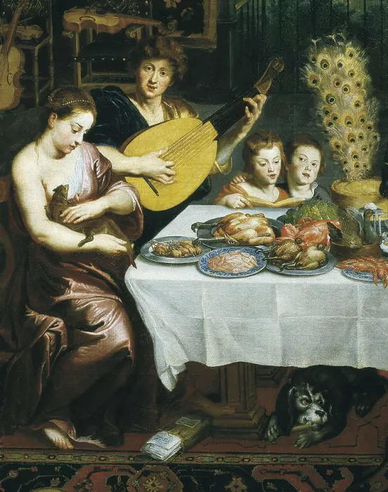 Framed Print : Breugel, Jan, The Elder, called 'Velvet Bruegel' (1568-1625). Taste, Hearing and Touch. 1617 - 1618. One detail