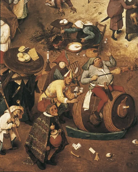 Framed Print : Breugel, Pieter, The Elder, called 'Peasant Bruegel' (1525-1569). The Fight between Carnival and Lent. 1559. Lower detail depicting the Carnival. Flemish art