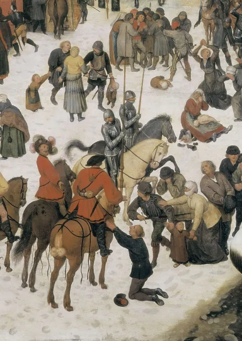 Framed Print : Breugel, Pieter, The Elder, called 'Peasant Bruegel' (1525-1569). Massacre of the Innocents. 1560s. Right-hand lower detail depicting the soldiers assaulting the houses Framed Print : Breugel, Pieter, The Elder, called 'Peasant Bruegel' (1525-1569). Massacre of the Innocents. 1560s. Right-hand lower detail depicting the soldiers assaulting the houses