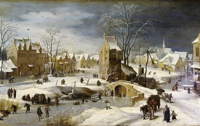 Framed Print : BreugelPieterIIThe Youngercalled 'Hell Bruegel' (1564-1638). Winter Scene with Ice Skaters and Birds. Flemish art. Painting. SPAIN. Madrid. Prado Museum