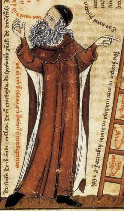 Framed Print : Breviculum ex Artibus Raimundi Lulli Electum. beg. 14th c. Detail with the figure of Ramn Llull from the miniature n