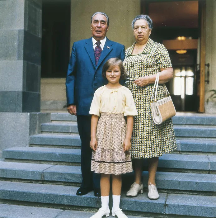 Framed Print : BREZHNEV, Leonid (1906-1982). Portrait of Leonid Brezhnev in Moscow with his grand-daughter Gaya and his wife Victoria Petrovna Brezneva. AISA / Everett Collection**US SALES ONLY**