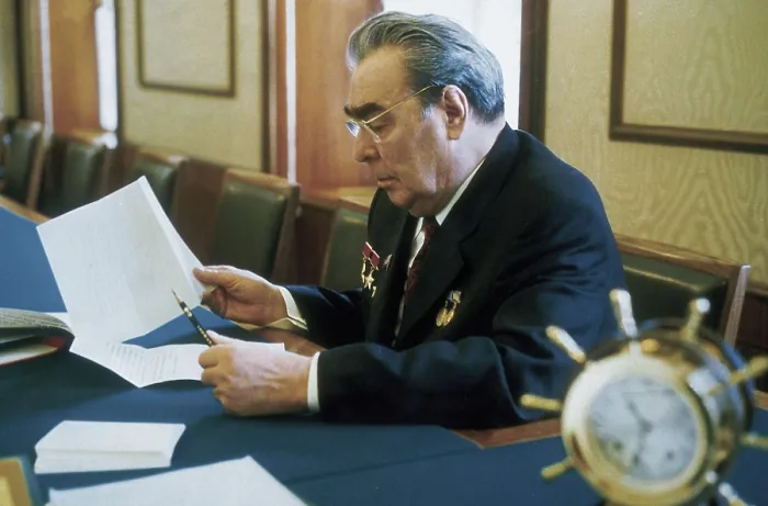 Framed Print : BREZHNEV, Leonid (1906-1982). Portrait of Leonid Brezhnev in his Kremlin's office. RUSSIA. Moscow. Kremlin. AISA / Everett Collection**US SALES ONLY**