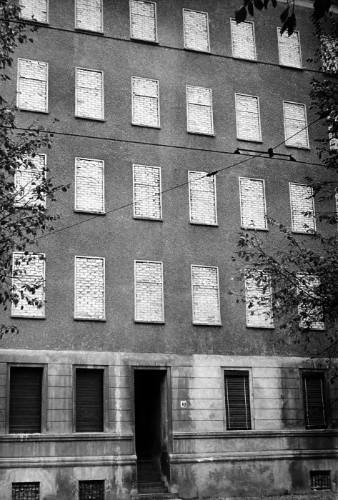Framed Print : Bricked up windows of building along the Berlin Wall on the border of the French and Soviet sectors. Oct. 25, 1963. (CSU_ALPHA_1688) CSU Archives / Everett Collection