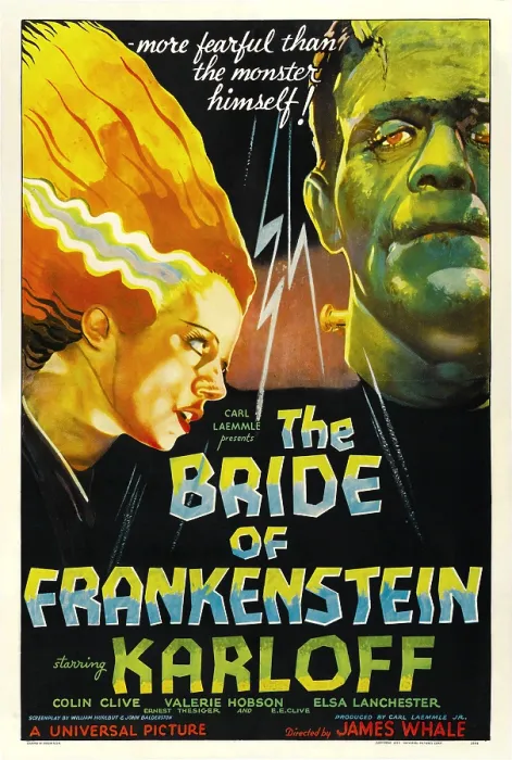 Framed Print : THE BRIDE OF FRANKENSTEIN, from left: Elsa Lanchester, Boris Karloff, 1935