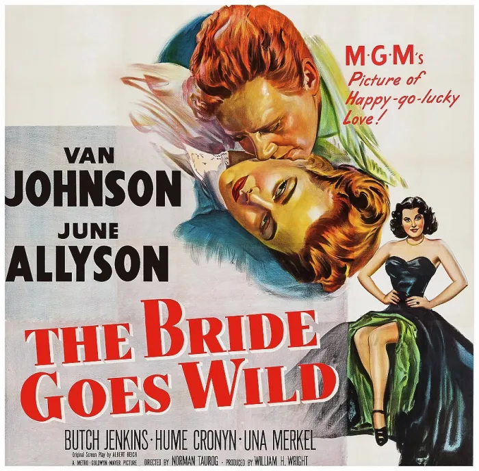 Framed Print : THE BRIDE GOES WILD, US poster art, from top: Van Johnson, June Allyson, Arlene Dahl, 1948