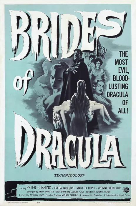 Framed Print : THE BRIDES OF DRACULA, US poster art, center: David Peel, 1960