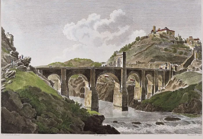 Framed Print : Bridge of Alcntara. From Laborde's book 'Voyage Pittoresque et Historique de l'Espagne' (1806-1820). Etching. AISA / Everett Collection**US SALES ONLY** Framed Print : Bridge of Alcntara. From Laborde's book 'Voyage Pittoresque et Historique de l'Espagne' (1806-1820). Etching. AISA / Everett Collection**US SALES ONLY**