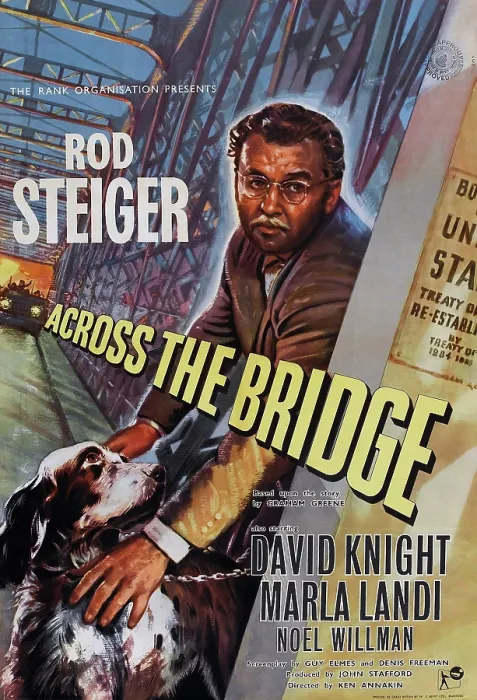 Framed Print : ACROSS THE BRIDGE, British poster, Rod Steiger, 1957