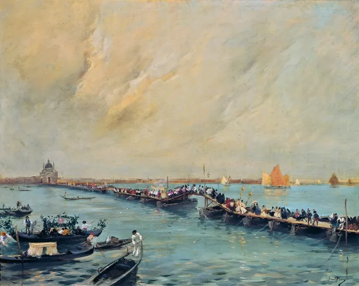 Framed Print : The bridge of the Redeemer, by Italico Brass, ca. 1907, 20th Century, oil on canvas, 77 x 100 cm - Italy, Veneto, Venice, Ca Pesaro, International Gallery of Modern Art Framed Print : The bridge of the Redeemer, by Italico Brass, ca. 1907, 20th Century, oil on canvas, 77 x 100 cm - Italy, Veneto, Venice, Ca Pesaro, International Gallery of Modern Art