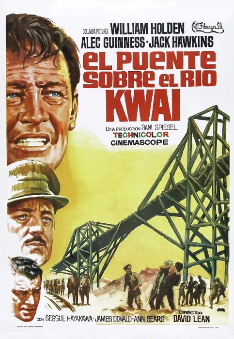 Framed Print : THE BRIDGE ON THE RIVER KWAI, (aka EL PUENTE SOBRE EL RIO KWAI), top to bottom: William Holden, Alec Guinness, Jack Hawkins, 1957 Framed Print : THE BRIDGE ON THE RIVER KWAI, (aka EL PUENTE SOBRE EL RIO KWAI), top to bottom: William Holden, Alec Guinness, Jack Hawkins, 1957
