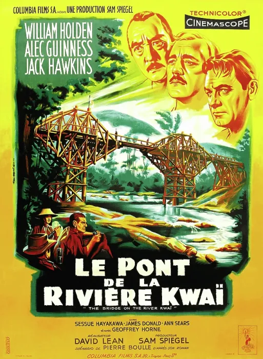 Framed Print : THE BRIDGE ON THE RIVER KWAI, (aka LE PONT DE LA RIVIERE KWAI), French poster, top from left: Sessue Hayakawa, Alec Guiness, William Holden, 1957 Framed Print : THE BRIDGE ON THE RIVER KWAI, (aka LE PONT DE LA RIVIERE KWAI), French poster, top from left: Sessue Hayakawa, Alec Guiness, William Holden, 1957