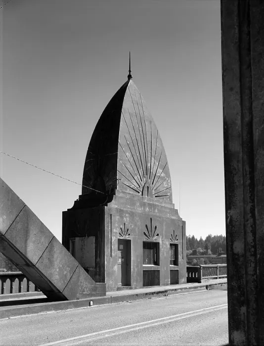 Framed Print : Bridges, detail of the Siuslaw River Bridge, one of five depression-era bridges that completed the Oregon Coast Highway. Designed by Conde B
