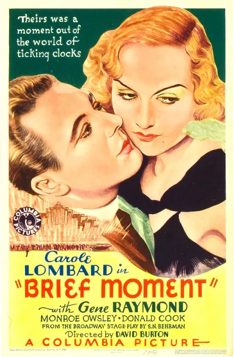 Framed Print : BRIEF MOMENT, from left: Gene Raymond, Carole Lombard on midget window card, 1933