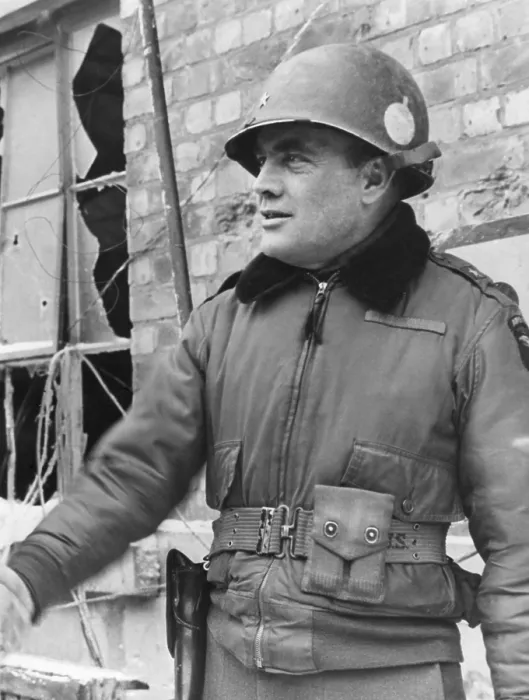 Framed Print : Brigadier General Anthony C. McAuliffe in Bastogne, Belgium. He gave the single-word reply of Nuts! to a German surrender ultimatum Framed Print : Brigadier General Anthony C. McAuliffe in Bastogne, Belgium. He gave the single-word reply of Nuts! to a German surrender ultimatum