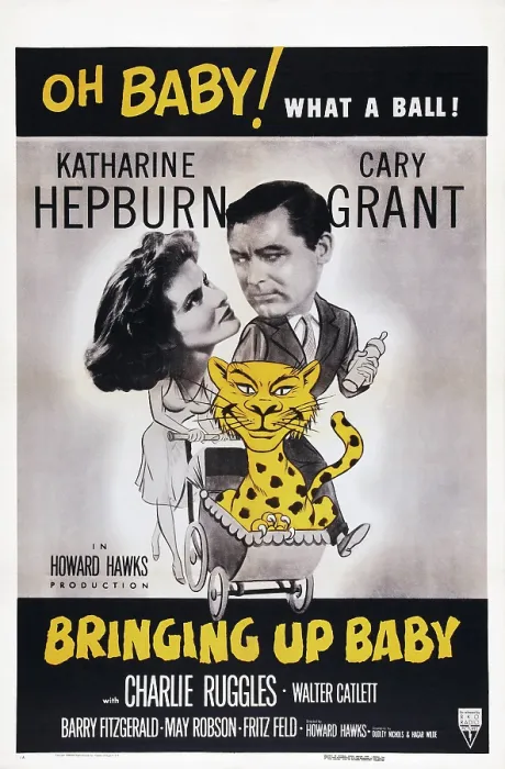 Framed Print : BRINGING UP BABY, US poster art, from left: Katharine Hepburn, Cary Grant, 1938
