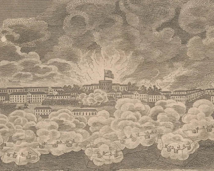 Framed Print : British engraving of 1814, depicting the burning of Washington on August 24, 1814, during the War of 1812