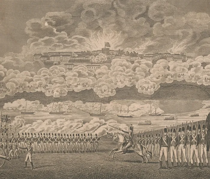 Framed Print : British engraving of 1814, depicting the burning of Washington on August 24, 1814, during the War of 1812