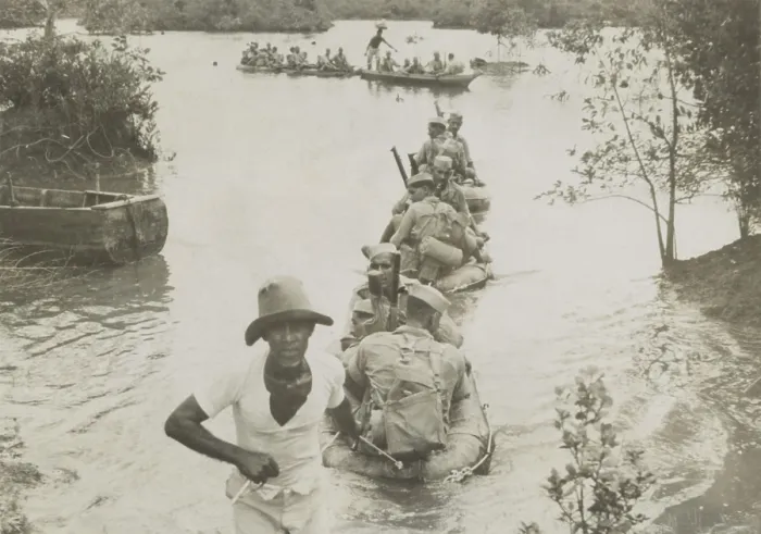 Framed Print : British Indian Army crossing a river in collapsible rubber boats in Singapore, Malaya. Ca. Nov.-Dec. 1941. World War 2. (BSLOC_2014_10_147) Framed Print : British Indian Army crossing a river in collapsible rubber boats in Singapore, Malaya. Ca. Nov.-Dec. 1941. World War 2. (BSLOC_2014_10_147)