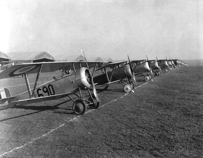 Framed Print : British Nieuport 12 airplanes were two-seat reconnaissance aircraft. Issoudon, France. World War I. April 1918