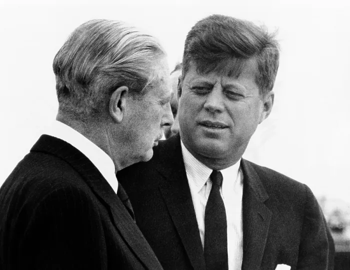 Framed Print : British Prime Minister Harold Macmillan (left) and President Kennedy. The leaders met in Bermuda for two days of talks. Dec. 21, 1961