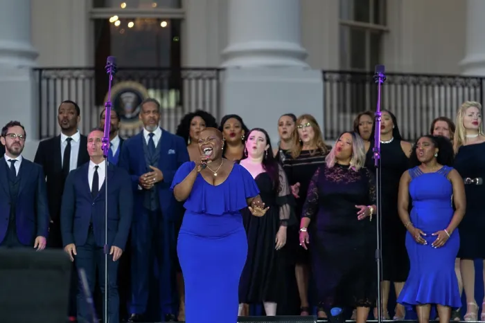 Framed Print : Broadway Inspirational Voices performs at the Juneteenth concert at the Juneteenth concert at the White House, June 13, 2023. (BSLOC_2023_8_15)