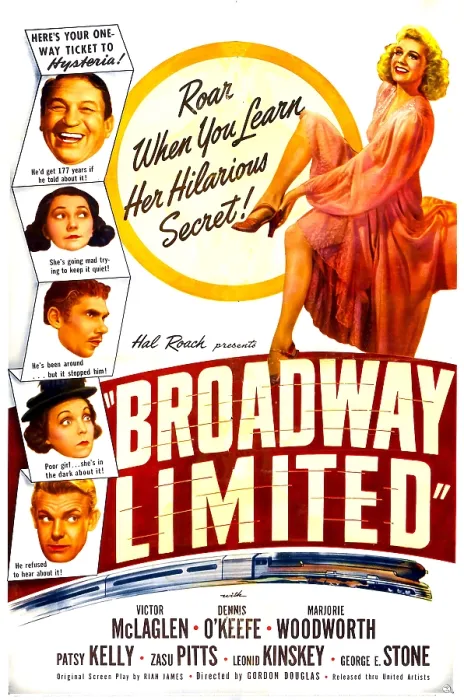 Framed Print : BROADWAY LIMITED, US poster, top right: Marjorie Woodworth, left from top: Victor McLaglen, Patsy Kelly, Leonid Kinskey, Zasu Pitts, Dennis O'Keefe, 1941