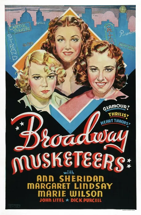 Framed Print : BROADWAY MUSKETEERS, US poster art, from left: Marie Wilson, Ann Sheridan, Margaret Lindsay, 1938