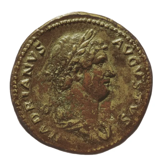 Framed Print : Bronze coin with the portrait of emperor Adrianus. Coin. FRANCE. Paris. National Library. AISA / Everett Collection**US SALES ONLY**
