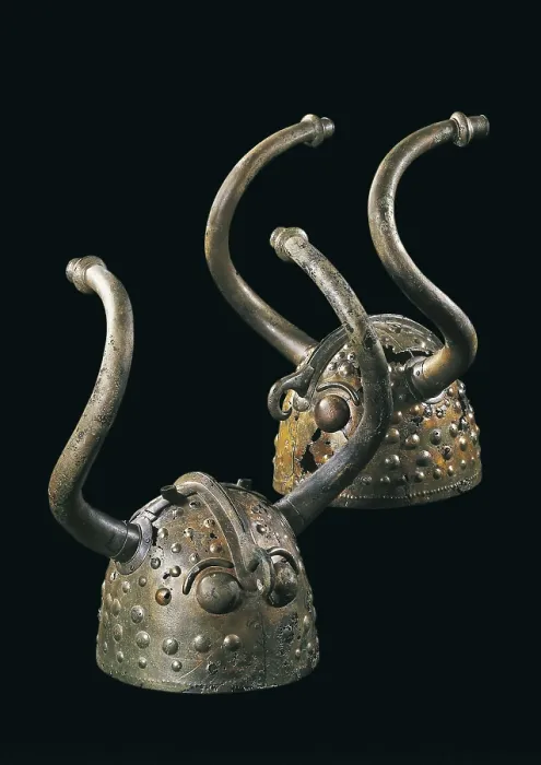 Framed Print : Bronze helmets. Bronze Age. Decorative Arts. DENMARK. Copenhagen. National Museum. Proc: DENMARK. Vekso. AISA / Everett Collection**US SALES ONLY**