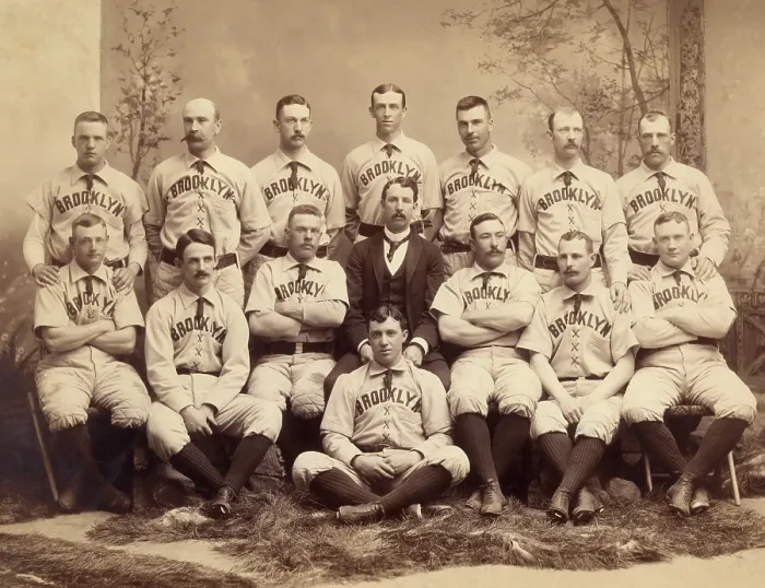 Framed Print : Brooklyn Grays, American Association champions, lost the 1889 World Series to the New York Giants. In 1889, the teams nick name was Brooklyn Bridegrooms (BSLOC_2018_4_122)