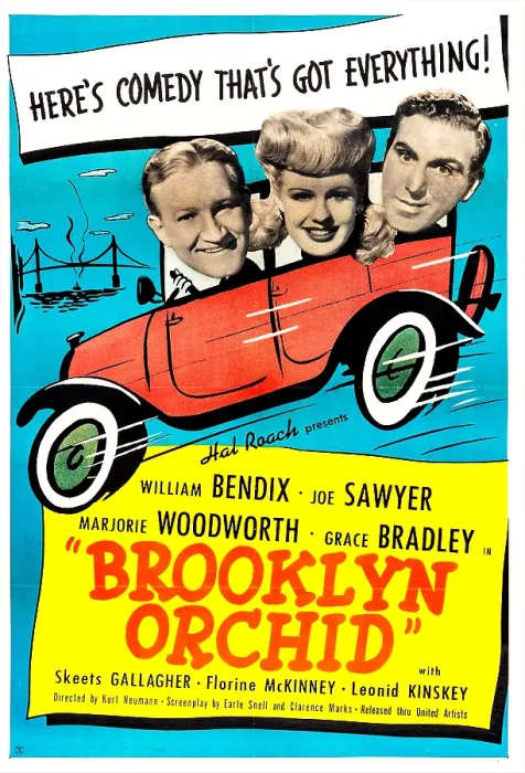 Framed Print : BROOKLYN ORCHID, US poster, from left: Joe Sawyer, Marjorie Woodworth, William Bendix, 1942