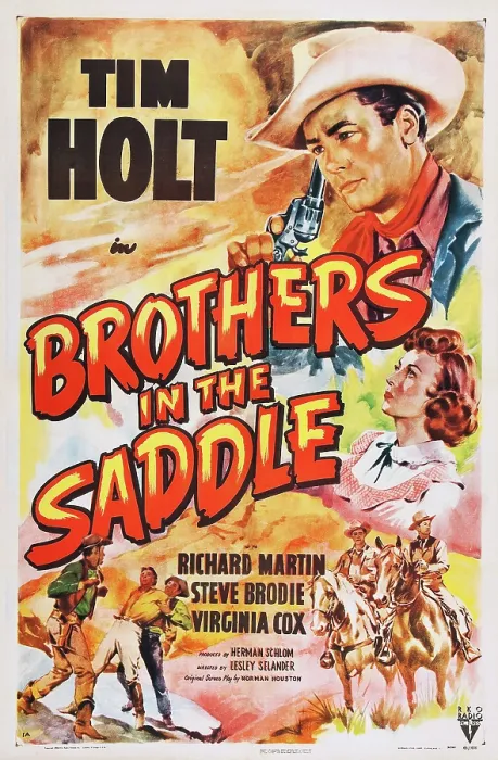 Framed Print : BROTHERS IN THE SADDLE, US poster art, right, from top: Tim Holt, Virginia Cox, 1949 Framed Print : BROTHERS IN THE SADDLE, US poster art, right, from top: Tim Holt, Virginia Cox, 1949