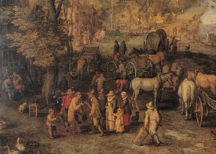 Framed Print : Bruegel Jan the Elder known as Velvet Bruegel, Village, 17th Century, oil on copper, Italy, Lombardy, Milan, Brera Art Gallery