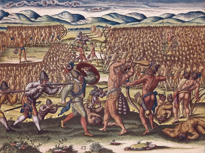 Framed Print : BRY, Theodor de (1528-1598); LE MOYNE DE MORGUES, Jacques (1533-1588). Brevis narratio eorum quae in Florida Americae Provincia Gallis acciderunt, secunda in allam Navigatione