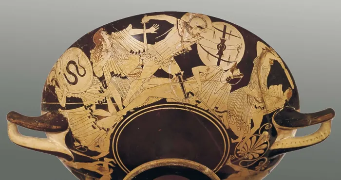 Framed Print : Brygos (end 5th century BC). Attic red-figure cup. ca. 490 BC. Detail. Classical Greek art. Ceramics. FRANCE. Paris. Louvre Museum. Proc: ITALY. Montalto di Castro. Vulci