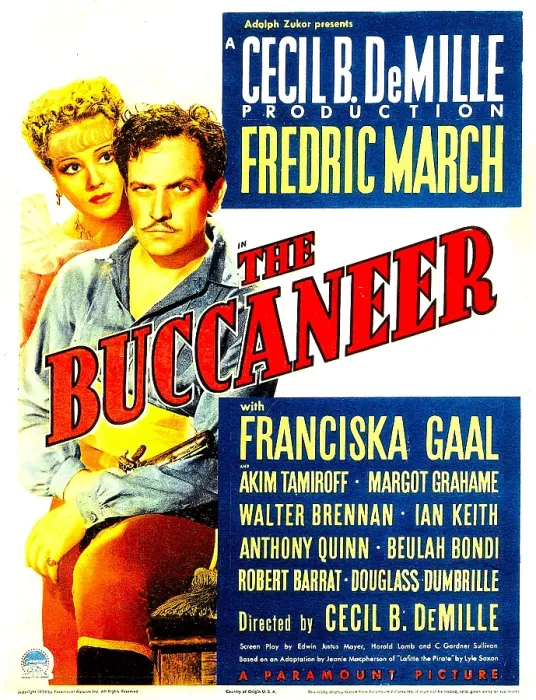 Framed Print : THE BUCCANEER, from left: Franciska Gaal, Fredric March on midget window card, 1938 Framed Print : THE BUCCANEER, from left: Franciska Gaal, Fredric March on midget window card, 1938