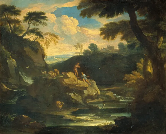 Framed Print : Bucolic Landscape, after Pieter Mulier the Younger also known as Cavalier Pietro Tempesta, ca Framed Print : Bucolic Landscape, after Pieter Mulier the Younger also known as Cavalier Pietro Tempesta, ca