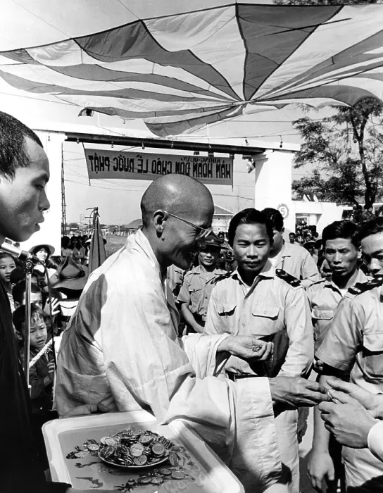 Framed Print : Buddhist Leader Thich Tam Chau officiates at Inauguration of a Buddhist Chaplain's Corps. in the Vietnamese Air Force. Tan Son Huut Airbase, Saigon, Vietnam, 01-15-1963 Framed Print : Buddhist Leader Thich Tam Chau officiates at Inauguration of a Buddhist Chaplain's Corps. in the Vietnamese Air Force. Tan Son Huut Airbase, Saigon, Vietnam, 01-15-1963